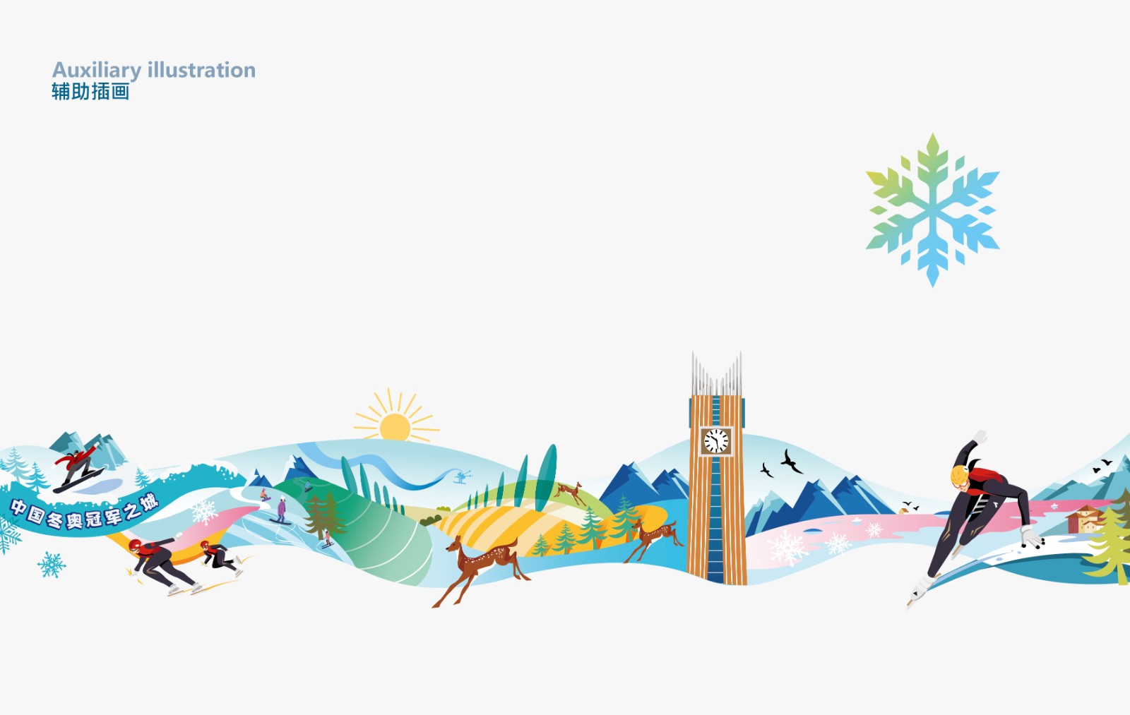 冬奧冠軍城市宣傳輔助插畫設計